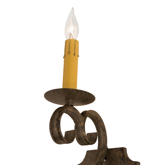 Meyda Lighting Piero 5" Golden Bronze Wall Sconce With Amber Faux Candlelight