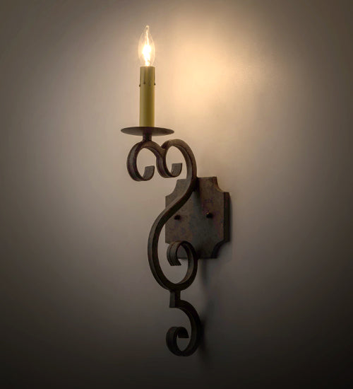Meyda Lighting Piero 5" Golden Bronze Wall Sconce With Amber Faux Candlelight