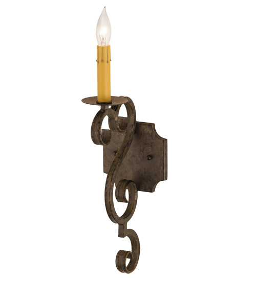 Meyda Lighting Piero 5" Golden Bronze Wall Sconce With Amber Faux Candlelight