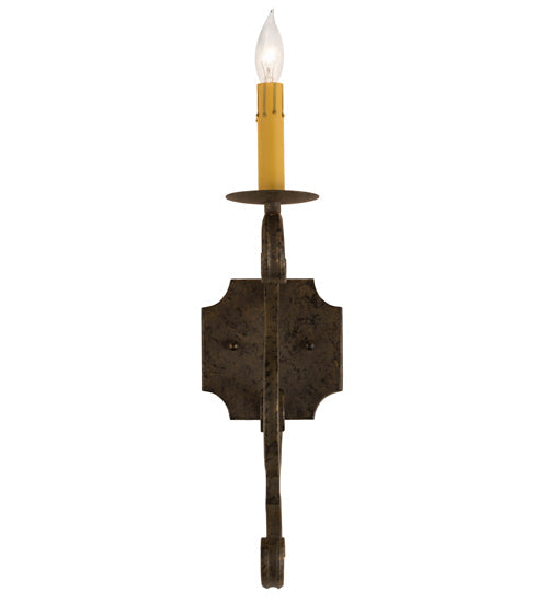 Meyda Lighting Piero 5" Golden Bronze Wall Sconce With Amber Faux Candlelight