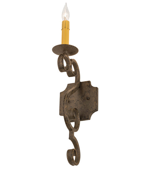 Meyda Lighting Piero 5" Golden Bronze Wall Sconce With Amber Faux Candlelight