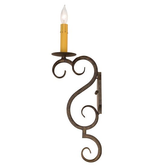 Meyda Lighting Piero 5" Golden Bronze Wall Sconce With Amber Faux Candlelight