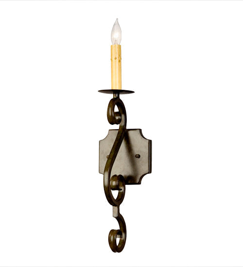 Meyda Lighting Piero 5" Organic Rust Wall Sconce With Ivory Faux Candlelight
