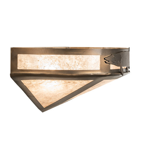 Meyda Lighting Pike 16" 2-Light Antique Copper Wall Sconce With Silver Mica Shade Glass