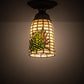 Meyda Lighting Pine Barons 5" Mahogany Bronze Flush Mount Light With Green & Beige Shade Glass