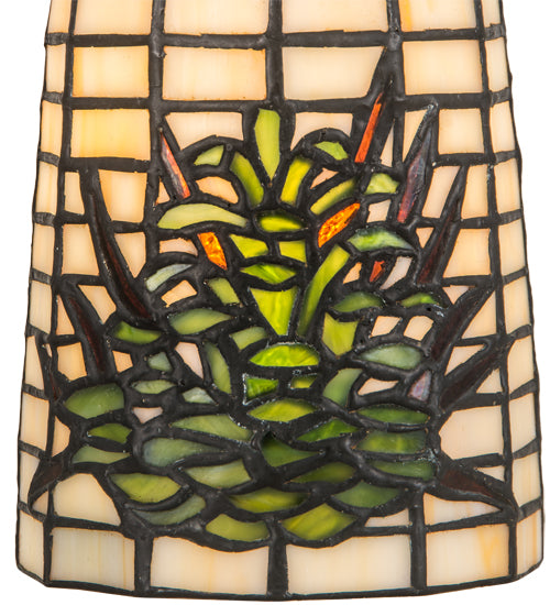 Meyda Lighting Pine Barons 5" Mahogany Bronze Flush Mount Light With Green & Beige Shade Glass