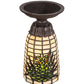 Meyda Lighting Pine Barons 5" Mahogany Bronze Flush Mount Light With Green & Beige Shade Glass