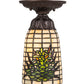 Meyda Lighting Pine Barons 5" Mahogany Bronze Flush Mount Light With Green & Beige Shade Glass