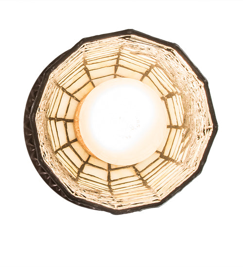 Meyda Lighting Pine Barons 5" Mahogany Bronze Flush Mount Light With Green & Beige Shade Glass