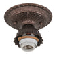 Meyda Lighting Pine Barons 5" Mahogany Bronze Flush Mount Light With Green & Beige Shade Glass