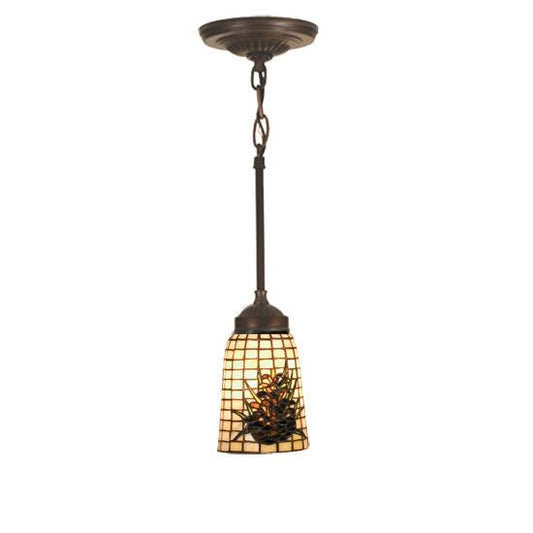 Meyda Lighting Pine Barons 5" Mahogany Bronze Mini Pendant Light