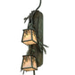Meyda Lighting Pine Branch 10" 2-Light Antique Copper and Verdigris Winter Pine Wall Sconce With White Art Shade Glass