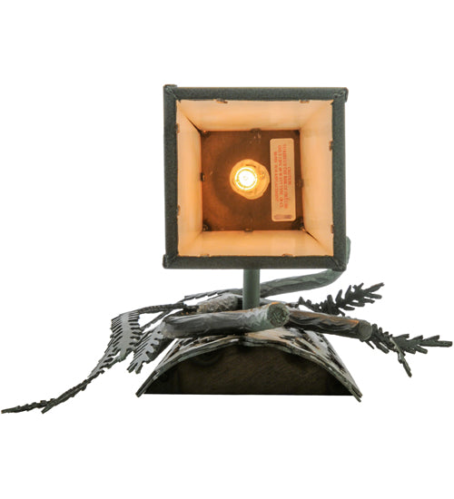 Meyda Lighting Pine Branch 10" 2-Light Antique Copper and Verdigris Winter Pine Wall Sconce With White Art Shade Glass
