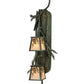 Meyda Lighting Pine Branch 10" 2-Light Antique Copper and Verdigris Winter Pine Wall Sconce With White Art Shade Glass