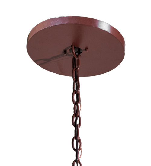 Meyda Lighting Pine Branch 101" 18-Light Rust & Green Trees Valley View Chandelier With Amber Mica Shade Glass