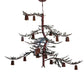 Meyda Lighting Pine Branch 101" 18-Light Rust & Green Trees Valley View Chandelier With Amber Mica Shade Glass
