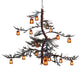 Meyda Lighting Pine Branch 101" 18-Light Rust & Green Trees Valley View Chandelier With Amber Mica Shade Glass