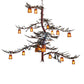Meyda Lighting Pine Branch 101" 18-Light Rust & Green Trees Valley View Chandelier With Amber Mica Shade Glass