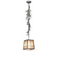 Meyda Lighting Pine Branch 11" Gunmetal Gray Valley View Pendant Light With Silver Mica Shade Glass