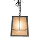 Meyda Lighting Pine Branch 11" Gunmetal Gray Valley View Pendant Light With Silver Mica Shade Glass