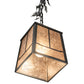 Meyda Lighting Pine Branch 11" Gunmetal Gray Valley View Pendant Light With Silver Mica Shade Glass