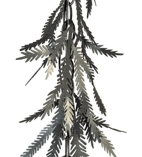 Meyda Lighting Pine Branch 11" Gunmetal Gray Valley View Pendant Light With Silver Mica Shade Glass
