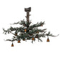 Meyda Lighting Pine Branch 110" 10-Light Wrought Iron & Green Branches Chandelier With Amber Mica Shade Glass