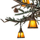 Meyda Lighting Pine Branch 110" 10-Light Wrought Iron & Green Branches Chandelier With Amber Mica Shade Glass