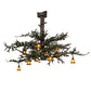 Meyda Lighting Pine Branch 110" 10-Light Wrought Iron & Green Branches Chandelier With Amber Mica Shade Glass
