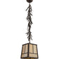 Meyda Lighting Pine Branch 12" Oil Rubbed Bronze Valley View Pendant Light With Beige Shade Glass