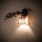Meyda Lighting Pine Branch 14" Mahogany Bronze Valley View Left Wall Sconce With Silver Mica Shade Glass