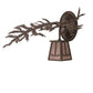 Meyda Lighting Pine Branch 14" Mahogany Bronze Valley View Left Wall Sconce With Silver Mica Shade Glass