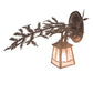 Meyda Lighting Pine Branch 14" Mahogany Bronze Valley View Left Wall Sconce With Silver Mica Shade Glass