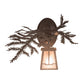 Meyda Lighting Pine Branch 14" Mahogany Bronze Valley View Left Wall Sconce With Silver Mica Shade Glass