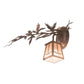 Meyda Lighting Pine Branch 14" Mahogany Bronze Valley View Left Wall Sconce With Silver Mica Shade Glass