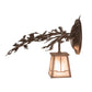 Meyda Lighting Pine Branch 14" Mahogany Bronze Valley View Left Wall Sconce With Silver Mica Shade Glass