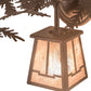 Meyda Lighting Pine Branch 14" Mahogany Bronze Valley View Left Wall Sconce With Silver Mica Shade Glass