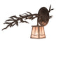 Meyda Lighting Pine Branch 14" Mahogany Bronze Valley View Left Wall Sconce With Silver Mica Shade Glass