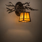 Meyda Lighting Pine Branch 15" Cafe Noir Valley View Left Wall Sconce With Beige Iridescent Shade Glass