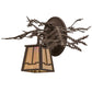 Meyda Lighting Pine Branch 15" Cafe Noir Valley View Right Wall Sconce With Beige Iridescent Shade Glass