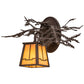 Meyda Lighting Pine Branch 15" Cafe Noir Valley View Right Wall Sconce With Beige Iridescent Shade Glass