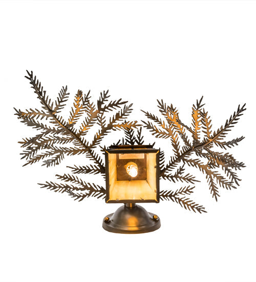 Meyda Lighting Pine Branch 16" Antique Copper Valley View Wall Sconce With Beige Iridescent Shade Glass