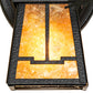 Meyda Lighting Pine Branch 16" Black Satin Wrought Iron Valley View Wall Sconce With Amber Mica Shade Glass