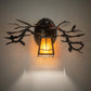 Meyda Lighting Pine Branch 16" Black Satin Wrought Iron Valley View Wall Sconce With Amber Mica Shade Glass