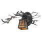 Meyda Lighting Pine Branch 16" Black Satin Wrought Iron Valley View Wall Sconce With Amber Mica Shade Glass
