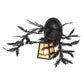 Meyda Lighting Pine Branch 16" Black Satin Wrought Iron Valley View Wall Sconce With Amber Mica Shade Glass