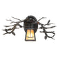 Meyda Lighting Pine Branch 16" Black Satin Wrought Iron Valley View Wall Sconce With Amber Mica Shade Glass
