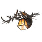 Meyda Lighting Pine Branch 16" Black Satin Wrought Iron Valley View Wall Sconce With Amber Mica Shade Glass