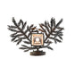 Meyda Lighting Pine Branch 16" Black Satin Wrought Iron Valley View Wall Sconce With Amber Mica Shade Glass