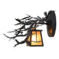 Meyda Lighting Pine Branch 16" Black Satin Wrought Iron Valley View Wall Sconce With Amber Mica Shade Glass